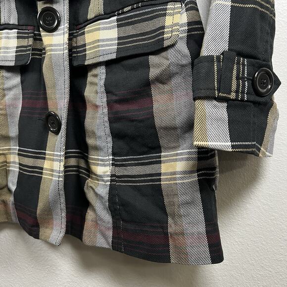 Tommy Hilfiger Flannel Plaid Belted Button-Down Cozy Plaid Jacket Trench Coat XS - Picture 4 of 13